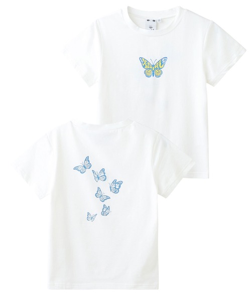 X-girl（エックスガール）の「BUTTERFLY S/S BABY TEE（Tシャツ/カットソー・レディース・ホワイト/ブラック/グリーン・SMALL/MEDIUM）」の10枚目の写真