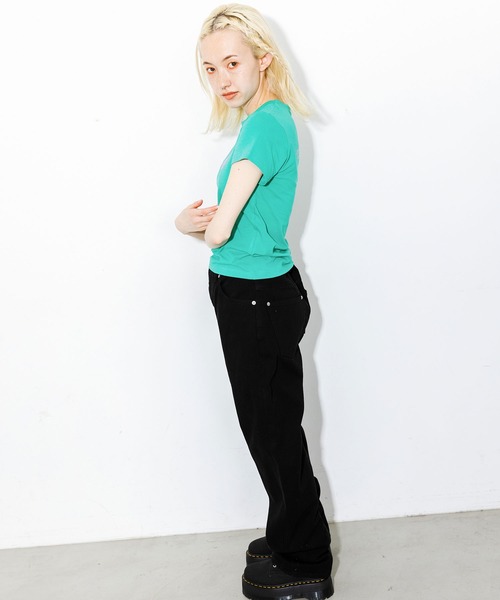 X-girl（エックスガール）の「BUTTERFLY S/S BABY TEE（Tシャツ/カットソー・レディース・ホワイト/ブラック/グリーン・SMALL/MEDIUM）」の20枚目の写真