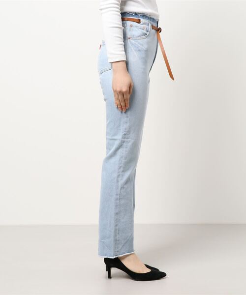 cepo（セポ）の「ベルト付き　リメイクデニム　レギュラーストレート（デニムパンツ・レディース・グリーン/ライトインディゴブルー/インディゴブルー/グレー・M/S）」の5枚目の写真