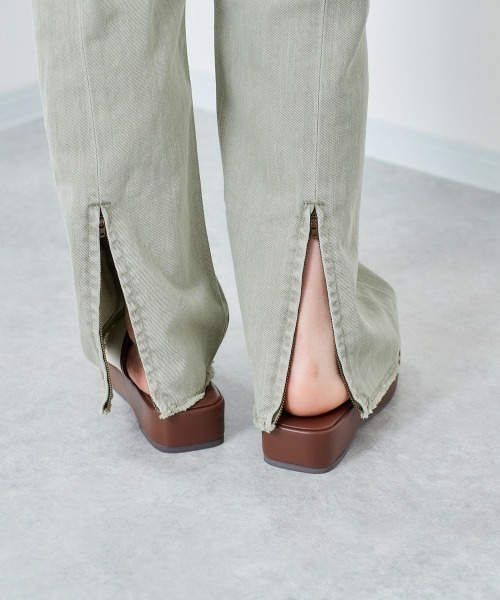 cepo（セポ）の「ベルト付き　リメイクデニム　レギュラーストレート（デニムパンツ・レディース・グリーン/ライトインディゴブルー/インディゴブルー/グレー・M/S）」の19枚目の写真