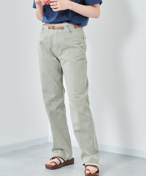 cepo（セポ）の「ベルト付き　リメイクデニム　レギュラーストレート（デニムパンツ・レディース・グリーン/ライトインディゴブルー/インディゴブルー/グレー・M/S）」の12枚目の写真