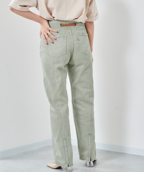 cepo（セポ）の「ベルト付き　リメイクデニム　レギュラーストレート（デニムパンツ・レディース・グリーン/ライトインディゴブルー/インディゴブルー/グレー・M/S）」の10枚目の写真