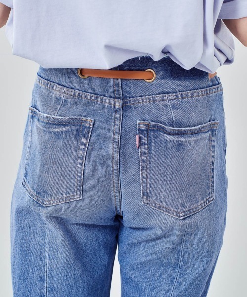 cepo（セポ）の「ベルト付き　リメイクデニム　レギュラーストレート（デニムパンツ・レディース・グリーン/ライトインディゴブルー/インディゴブルー/グレー・M/S）」の7枚目の写真
