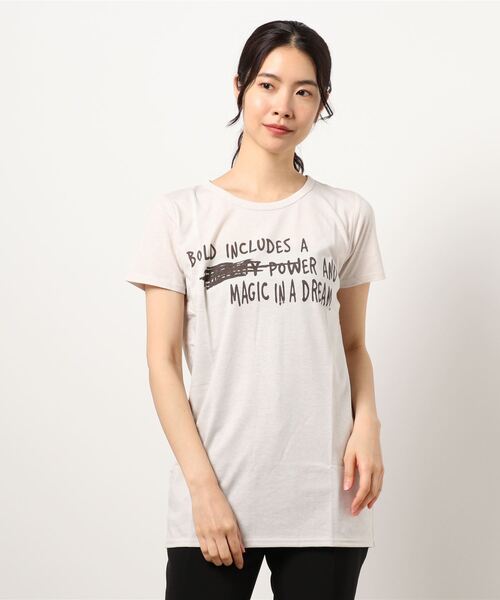 VIBGYOR Women（ヴィブジョー　ウィメン）の「AC　手描き風ﾛｺﾞT(AB)（Tシャツ/カットソー・レディース・ネイビー/ピンク/イエロー/ベージュ・MEDIUM/LARGE）」の3枚目の写真
