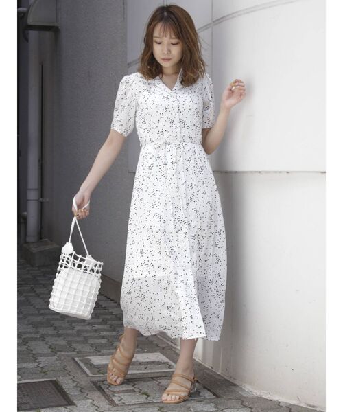 新品タグ付き☆OBLI ランダムドットワンピース　白　0サイズ　オブリ ランダムドットワンピース/ホワイト | ALL ITEM | OBLI