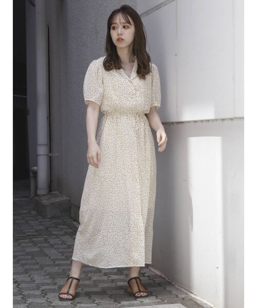 新品タグ付き☆OBLI ランダムドットワンピース　白　0サイズ　オブリ ランダムドットワンピース/イエロー | DRESS | OBLI