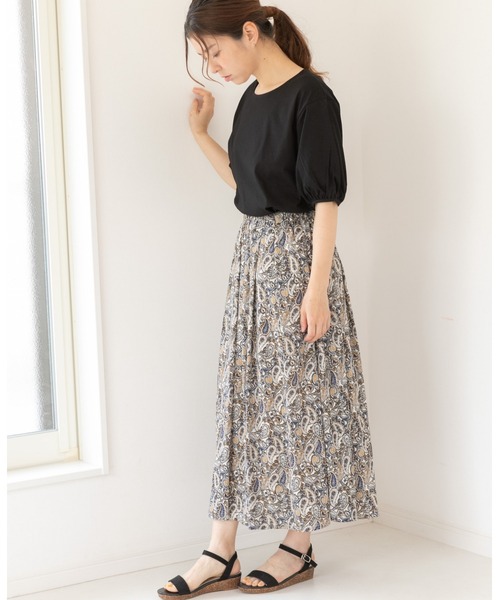PREFERIR（プレフェリール）の「ペイズリー柄 エスニック ギャザースカート（スカート・レディース・ベージュ/オフホワイト/ネイビー・MEDIUM/LARGE）」の2枚目の写真