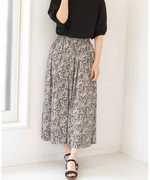 PREFERIR（プレフェリール）の「ペイズリー柄 エスニック ギャザースカート（スカート・レディース・ベージュ/オフホワイト/ネイビー・MEDIUM/LARGE）」の12枚目の写真