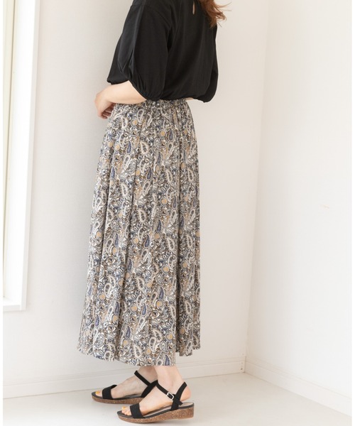 PREFERIR（プレフェリール）の「ペイズリー柄 エスニック ギャザースカート（スカート・レディース・ベージュ/オフホワイト/ネイビー・MEDIUM/LARGE）」の14枚目の写真