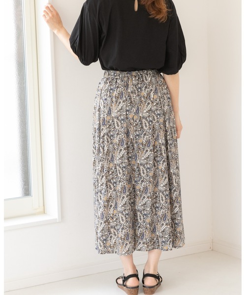 PREFERIR（プレフェリール）の「ペイズリー柄 エスニック ギャザースカート（スカート・レディース・ベージュ/オフホワイト/ネイビー・MEDIUM/LARGE）」の13枚目の写真