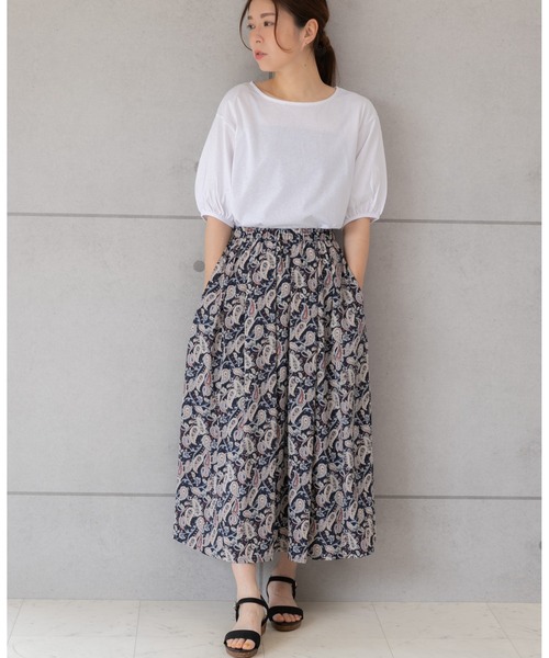 PREFERIR（プレフェリール）の「ペイズリー柄 エスニック ギャザースカート（スカート・レディース・ベージュ/オフホワイト/ネイビー・MEDIUM/LARGE）」の8枚目の写真