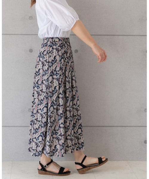 PREFERIR（プレフェリール）の「ペイズリー柄 エスニック ギャザースカート（スカート・レディース・ベージュ/オフホワイト/ネイビー・MEDIUM/LARGE）」の5枚目の写真