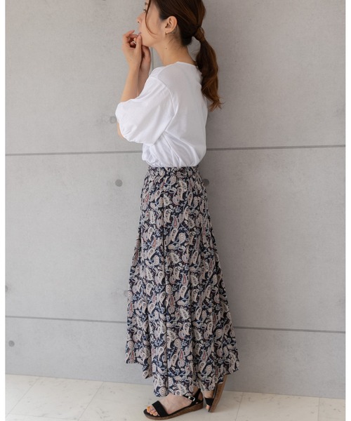 PREFERIR（プレフェリール）の「ペイズリー柄 エスニック ギャザースカート（スカート・レディース・ベージュ/オフホワイト/ネイビー・MEDIUM/LARGE）」の9枚目の写真