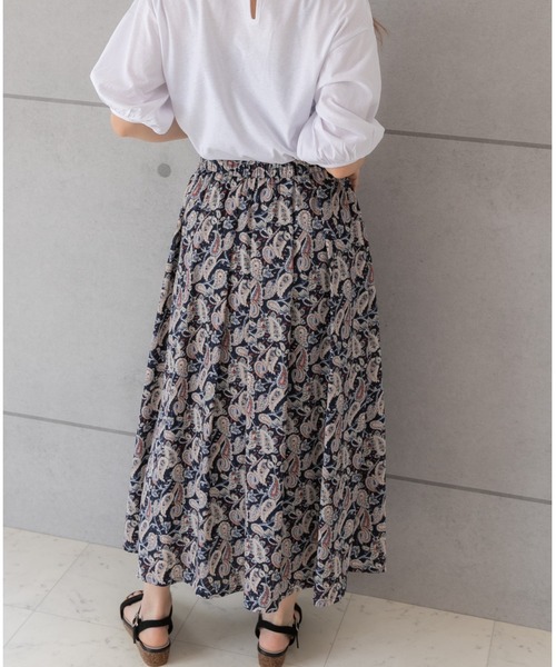 PREFERIR（プレフェリール）の「ペイズリー柄 エスニック ギャザースカート（スカート・レディース・ベージュ/オフホワイト/ネイビー・MEDIUM/LARGE）」の15枚目の写真