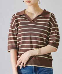 ORiental TRaffic（オリエンタルトラフィック）の「ボーダースキッパーネックポロニット/AC1088（ポロシャツ）」