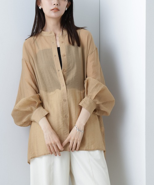 NANO universe(ナノユニバース)の「【WEB限定】ボリュームスリーブシャツ(シャツ/ブラウス・レディース・ブラック/キャメル/ライトベージュ・マルチサイズ)」の14枚目の写真