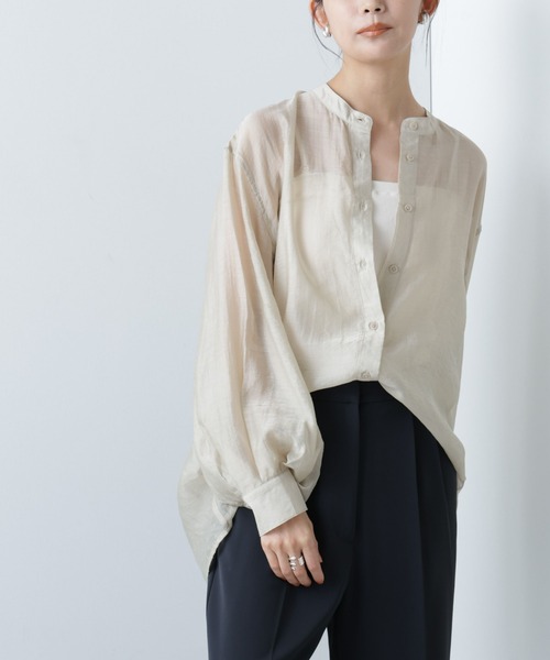 NANO universe(ナノユニバース)の「【WEB限定】ボリュームスリーブシャツ(シャツ/ブラウス・レディース・ブラック/キャメル/ライトベージュ・マルチサイズ)」の4枚目の写真