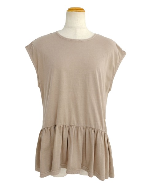 ＡＮＤＪ（アンドジェイ）の「フリル切替ピグメント加工フレンチスリーブTシャツチュニック（Tシャツ/カットソー・レディース・ブラウン/チャコール/ベージュ/ネイビー・M）」の12枚目の写真