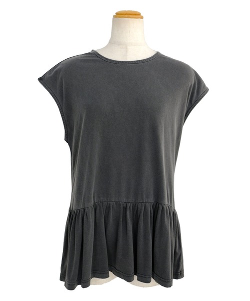 ＡＮＤＪ（アンドジェイ）の「フリル切替ピグメント加工フレンチスリーブTシャツチュニック（Tシャツ/カットソー・レディース・ブラウン/チャコール/ベージュ/ネイビー・M）」の15枚目の写真