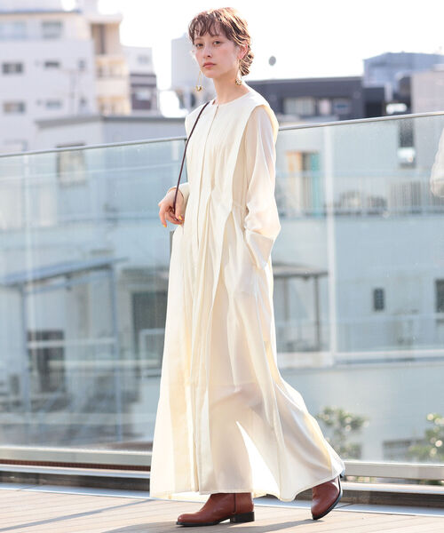 Ray BEAMS（レイビームス）の「Ray BEAMS / レイヤード ショルダー ワンピース（ワンピース・レディース・ブラック/アイボリー・ONE SIZE）」の7枚目の写真