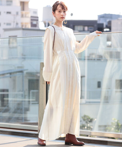 Ray BEAMS（レイビームス）の「Ray BEAMS / レイヤード ショルダー ワンピース（ワンピース・レディース・ブラック/アイボリー・ONE SIZE）」の14枚目の写真