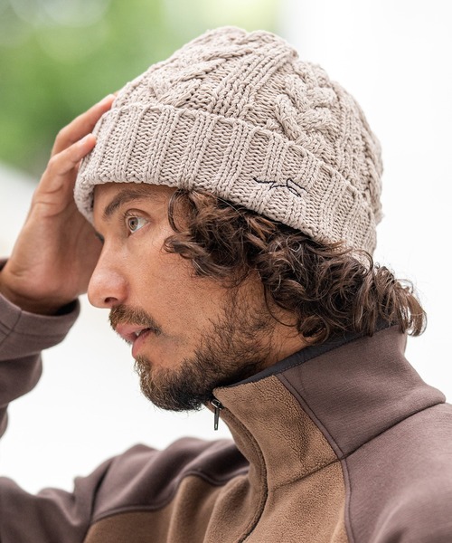 CALL&RESPONSE（コールアンドレスポンス）の「mko9909-ケーブル編み モール ニットキャップ（ニットキャップ/ビーニー・メンズ・ブラック/ベージュ/グレー・FREE）」の3枚目の写真