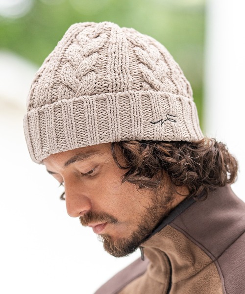 CALL&RESPONSE（コールアンドレスポンス）の「mko9909-ケーブル編み モール ニットキャップ（ニットキャップ/ビーニー・メンズ・ブラック/ベージュ/グレー・FREE）」の4枚目の写真