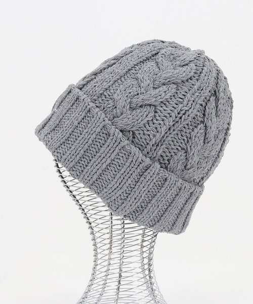 CALL&RESPONSE（コールアンドレスポンス）の「mko9909-ケーブル編み モール ニットキャップ（ニットキャップ/ビーニー・メンズ・ブラック/ベージュ/グレー・FREE）」の15枚目の写真