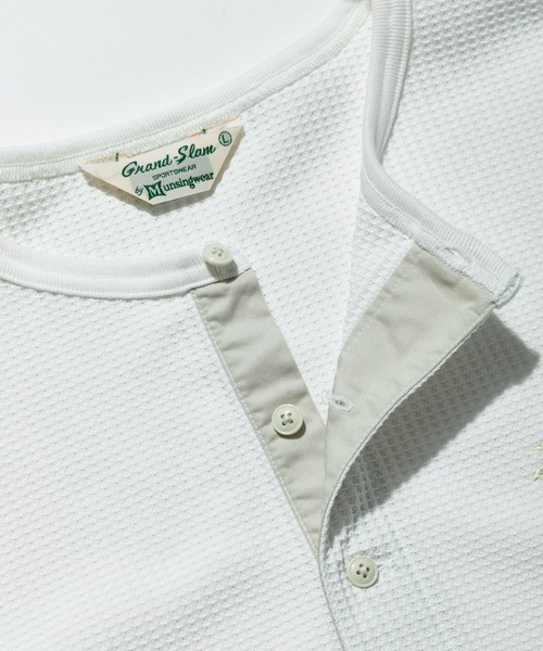Munsingwear Grand-Slam（マンシングウェア　グランドスラム）の「ヘンリーネックサーマルTシャツ（Tシャツ/カットソー・メンズ・ネイビー/ホワイト・S/M/L/XL）」の15枚目の写真
