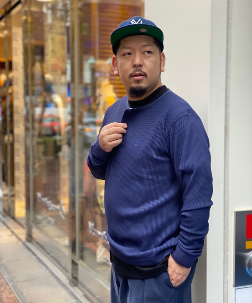 Munsingwear Grand-Slam（マンシングウェア　グランドスラム）の「ヘンリーネックサーマルTシャツ（Tシャツ/カットソー・メンズ・ネイビー/ホワイト・S/M/L/XL）」の8枚目の写真