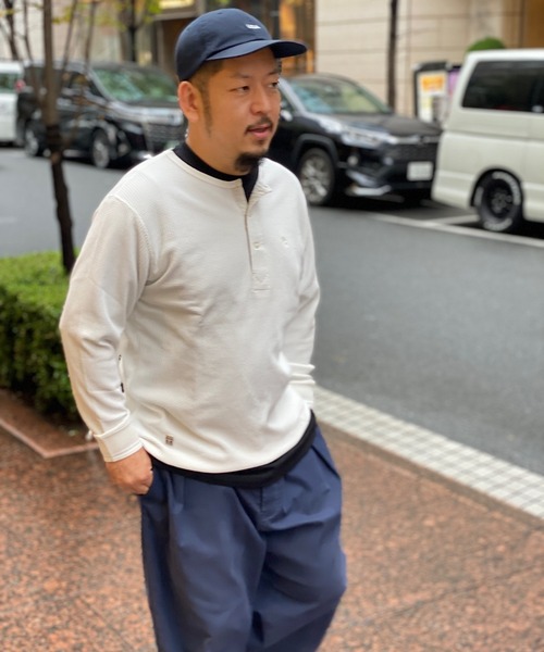 Munsingwear Grand-Slam（マンシングウェア　グランドスラム）の「ヘンリーネックサーマルTシャツ（Tシャツ/カットソー・メンズ・ネイビー/ホワイト・S/M/L/XL）」の6枚目の写真