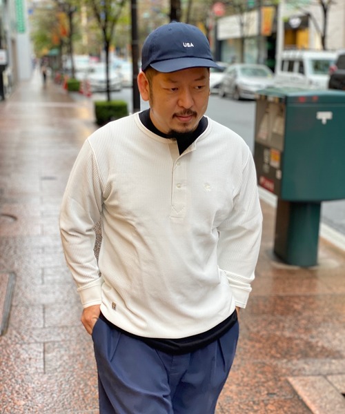 Munsingwear Grand-Slam（マンシングウェア　グランドスラム）の「ヘンリーネックサーマルTシャツ（Tシャツ/カットソー・メンズ・ネイビー/ホワイト・S/M/L/XL）」の5枚目の写真
