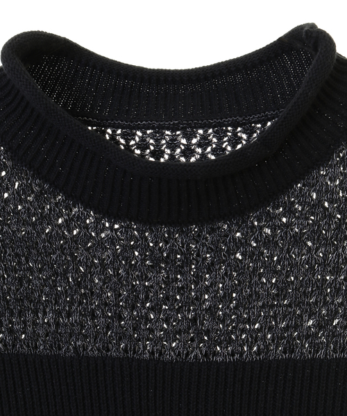 alcali（アルカリ）の「すかし編みショートベスト（ニット/セーター・レディース・ライトグレー/ブラック・FREE）」の6枚目の写真