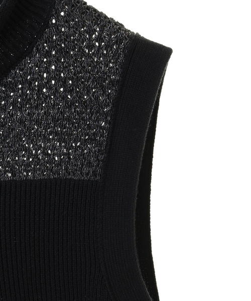 alcali（アルカリ）の「すかし編みショートベスト（ニット/セーター・レディース・ライトグレー/ブラック・FREE）」の5枚目の写真