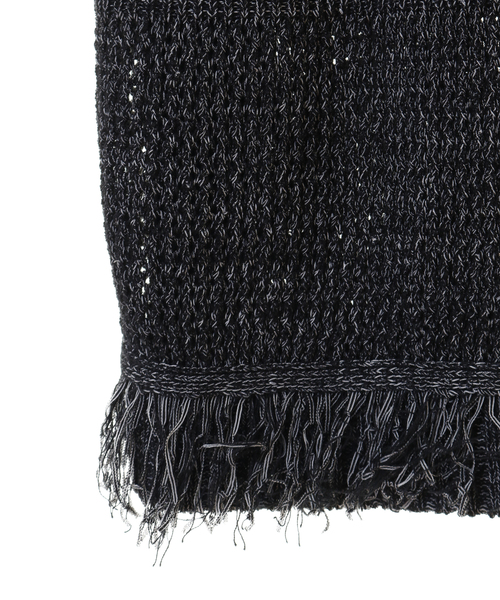 alcali（アルカリ）の「すかし編みショートベスト（ニット/セーター・レディース・ライトグレー/ブラック・FREE）」の4枚目の写真