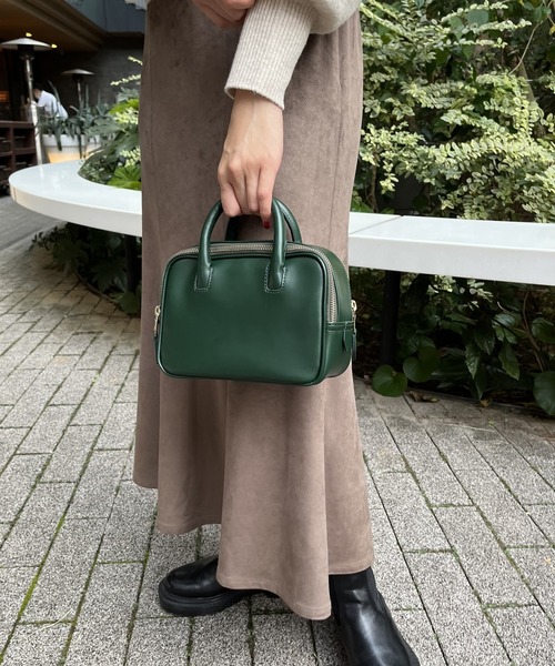 A part by（アパートバイ）の「レザースクエアミニバッグ　238023（ハンドバッグ・レディース・オフホワイト/ブラック/グリーン・FREE）」の3枚目の写真