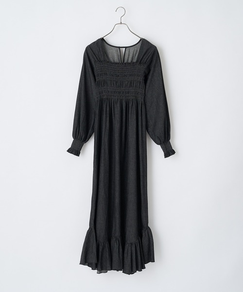 CIAOPANIC（チャオパニック）の「シャーリングデニムワンピース（ワンピース・レディース・ブラック/インディゴブルー・FREE）」の10枚目の写真