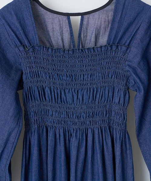 CIAOPANIC（チャオパニック）の「シャーリングデニムワンピース（ワンピース・レディース・ブラック/インディゴブルー・FREE）」の17枚目の写真