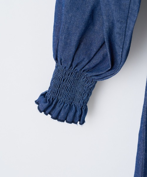 CIAOPANIC（チャオパニック）の「シャーリングデニムワンピース（ワンピース・レディース・ブラック/インディゴブルー・FREE）」の5枚目の写真