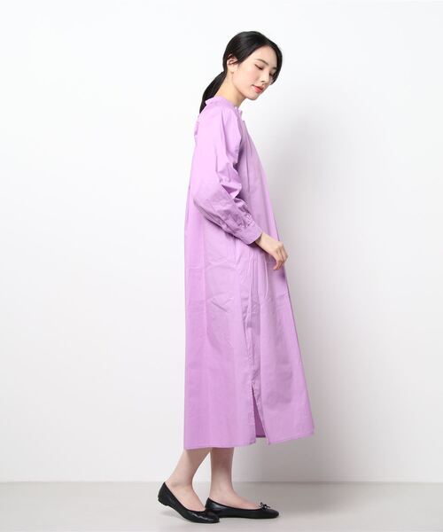 Q（キュー）の「オーバーシャツワンピース（シャツワンピース・レディース・セージグリーン/ラベンダー・MEDIUM）」の3枚目の写真