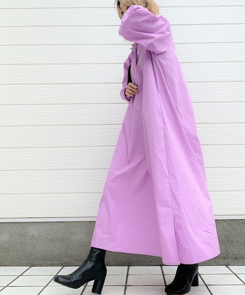 Q（キュー）の「オーバーシャツワンピース（シャツワンピース・レディース・セージグリーン/ラベンダー・MEDIUM）」の7枚目の写真