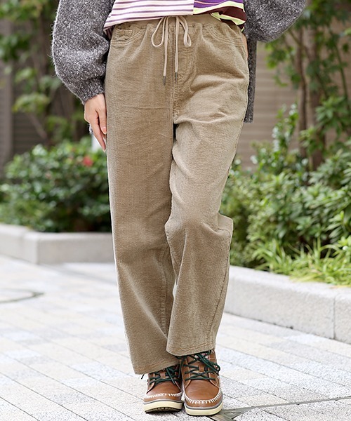 チチカカ（チチカカ）の「ウエストリブカットコールストレートパンツ（その他パンツ・レディース・カーキ/ブラック/ベージュ・MEDIUM/LARGE）」の2枚目の写真