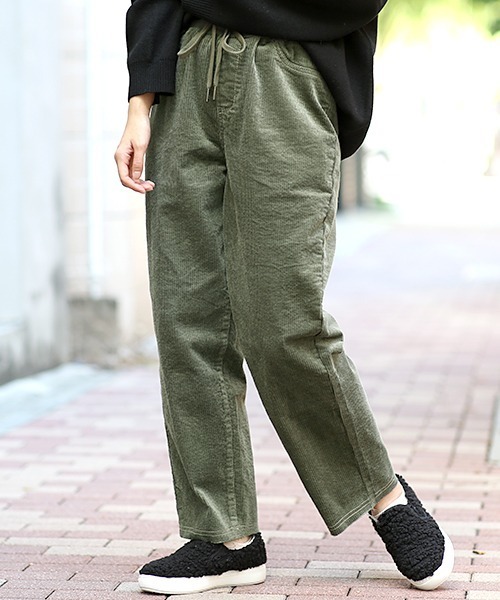 チチカカ（チチカカ）の「ウエストリブカットコールストレートパンツ（その他パンツ・レディース・カーキ/ブラック/ベージュ・MEDIUM/LARGE）」の3枚目の写真