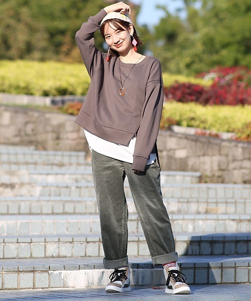 チチカカ（チチカカ）の「ウエストリブカットコールストレートパンツ（その他パンツ・レディース・カーキ/ブラック/ベージュ・MEDIUM/LARGE）」の4枚目の写真
