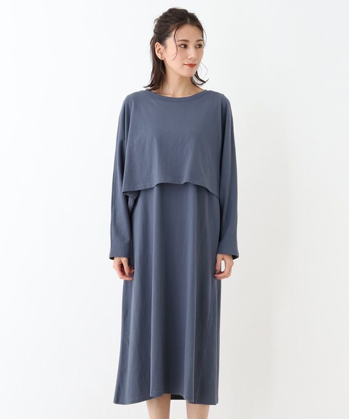 SHOO・LA・RUE(シューラルー)の「◆レイヤードロングワンピース(ワンピース・レディース・ブラック/サンドベージュ/ブラウン系その他2/ブルー・00)」の6枚目の写真