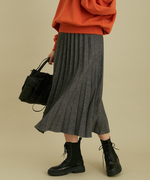 VIS（ビス）の「軽い着心地。メランジプリーツスカート（スカート・レディース・チャコールグレー/ベージュ/グリーン・M/S）」の2枚目の写真