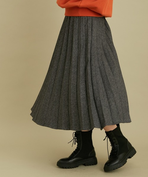 VIS（ビス）の「軽い着心地。メランジプリーツスカート（スカート・レディース・チャコールグレー/ベージュ/グリーン・M/S）」の21枚目の写真