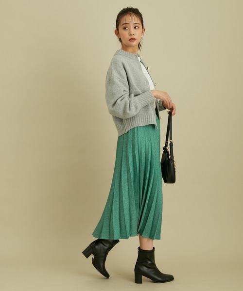 VIS（ビス）の「軽い着心地。メランジプリーツスカート（スカート・レディース・チャコールグレー/ベージュ/グリーン・M/S）」の6枚目の写真