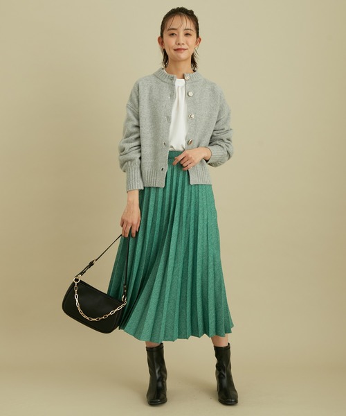 VIS（ビス）の「軽い着心地。メランジプリーツスカート（スカート・レディース・チャコールグレー/ベージュ/グリーン・M/S）」の9枚目の写真