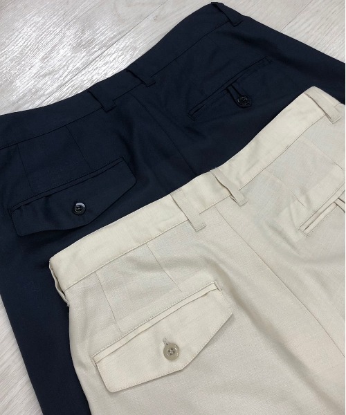 KIIT(キート)の「KIIT キート / TWO TUCK WIDE TROUSERS ツータックワイドトラウザーズ セットアップ / KIM-P92-003(スラックス・メンズ・ライトベージュ/ダークネイビー・3/2/1)」の11枚目の写真